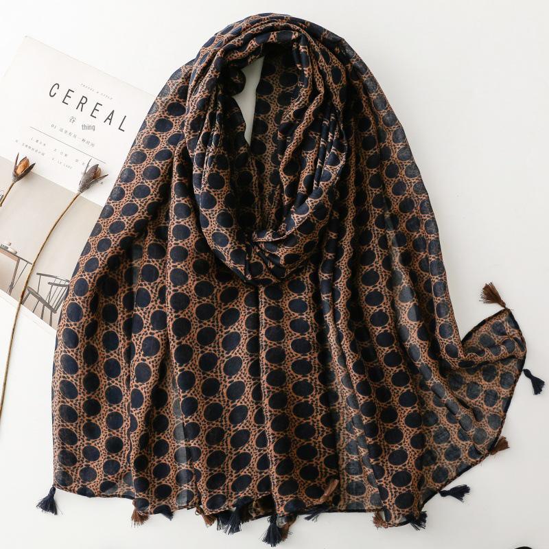 Japanese-Style Cotton & Linen Bohemian Scarf - Cashew Print and Silk Blend, Retro Artistic Design, Sunscreen Towel