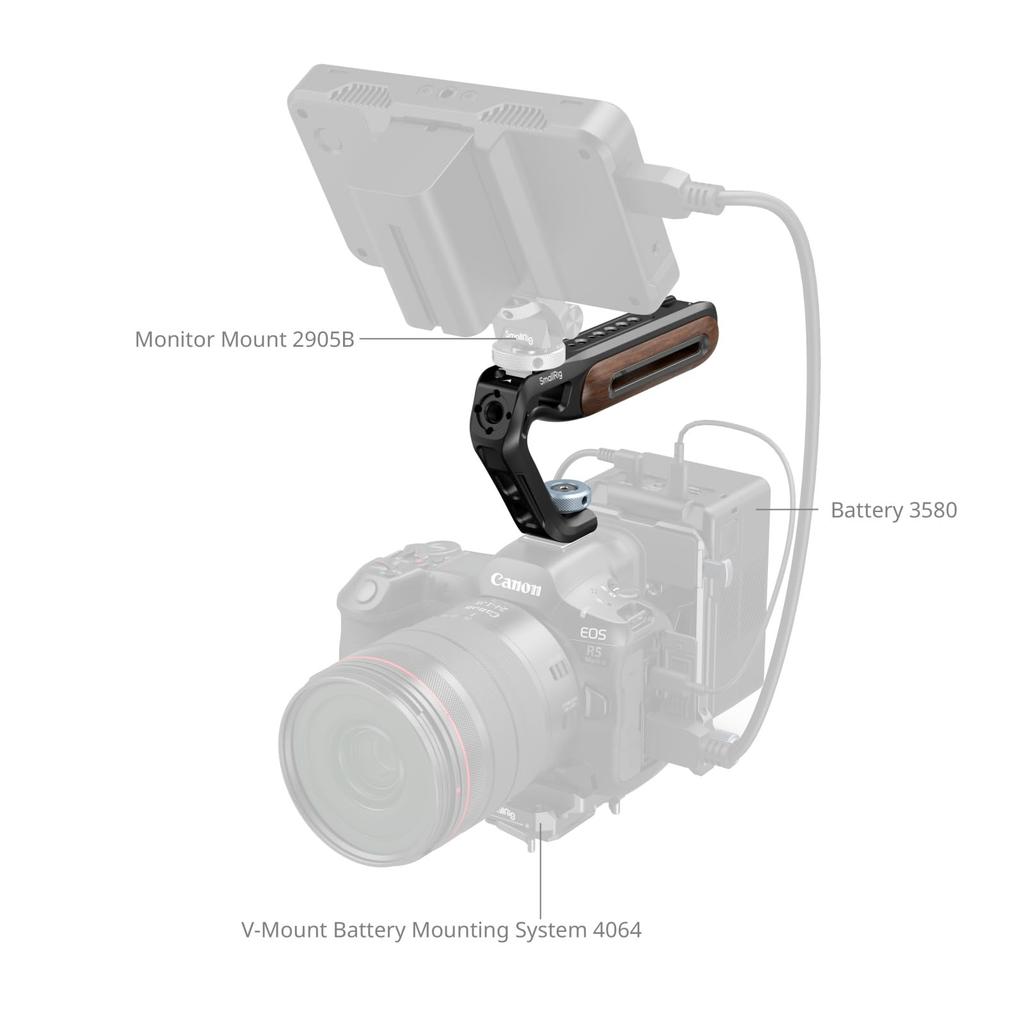 SmallRig Camera Grip Wooden Top Handle with Cold Shoe Lightweight Wooden Top Handle for Camera Maximum Weight Capacity Threaded Holes and Threaded
