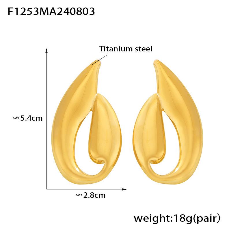 18K Gold Plated Titanium Steel Irregular Hoop Earrings - Unique, Bold Design