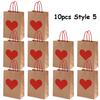 5/10pcs Valentine's Day Kraft Paper Bag Party Small Gift Packaging Bag 15x8x21cm LOVE Heart Style Gift Bag Party Favor Supplies