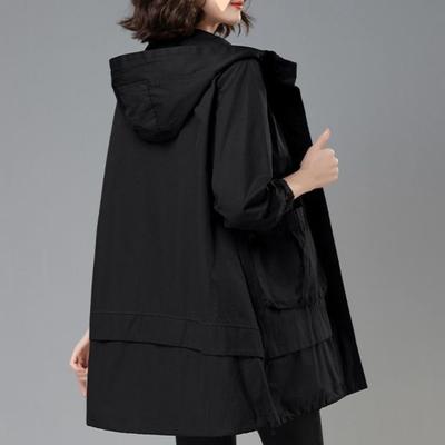 Women's Mid-length Loose Spring and Autumn Wear Korean Windbreaker Large Cape Coat Hooded Jacket Women Trench Coat