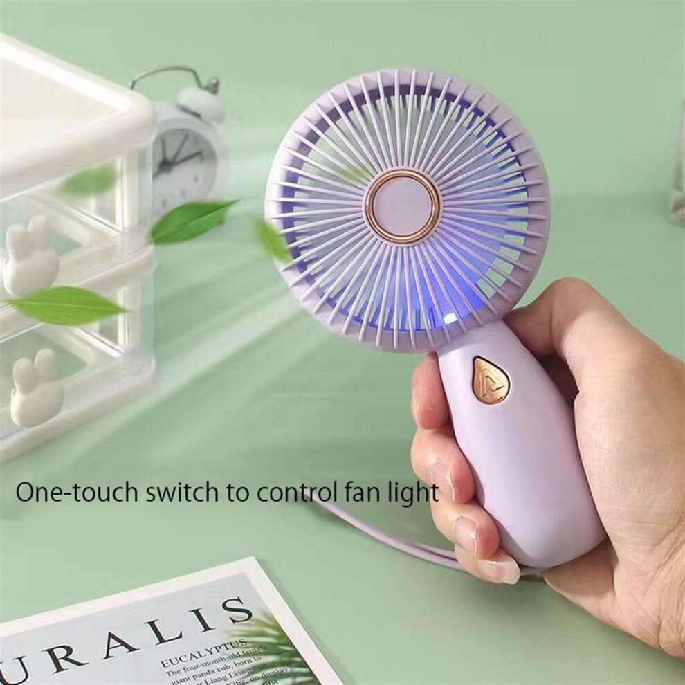 Portable Handheld Fan with Light, USB Rechargeable, 6Speed Quiet Airflow for Travel and Office