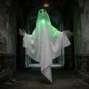 Halloween Glowing Hanging Decoration with Green Light and Multiple Expressions, Outdoor Yard Decor for Garden Amusement