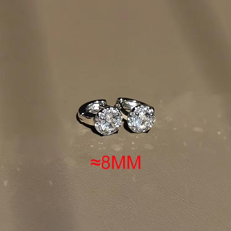 1 Pair Trendy Earring Jewelry Silver Round Zircon Earrings For Women Prevent Allergy Party Accessories Gift