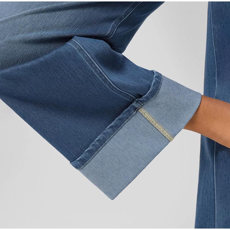 Fashionable High Waist Straight Leg Jeans Women's Solid Color Casual Wide Leg Pants Cuffed Loose Fit Denim Trousers 2025 Spring Autumn