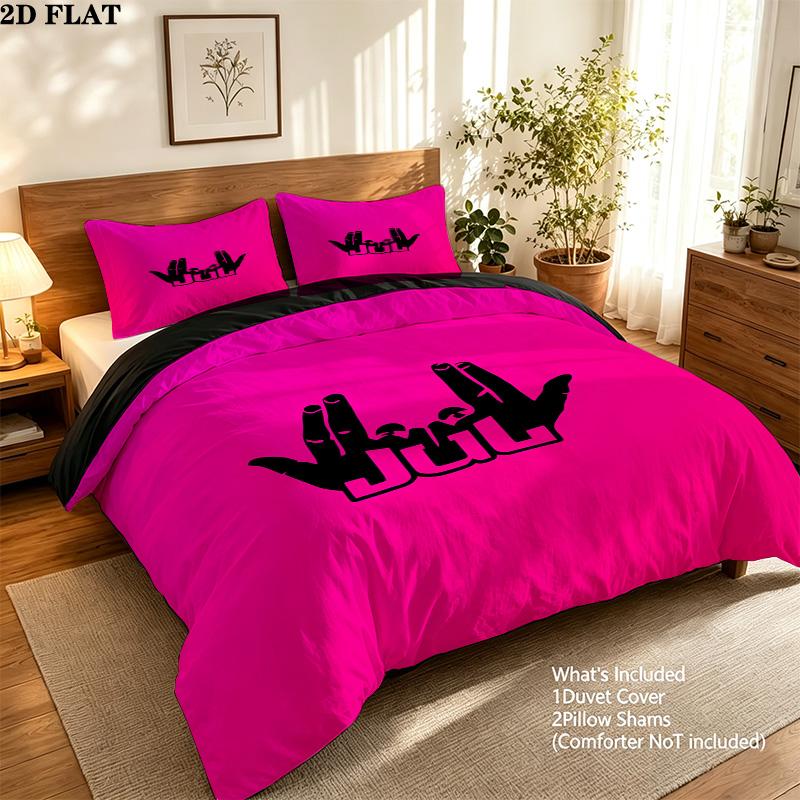 Jul C'Est Pas Des Lol Pattern Bedding Quilt Set Quilt Cover Pillowcase Home Birthday Gift(1 * duvet cover + 2 * pillowcase, without core)