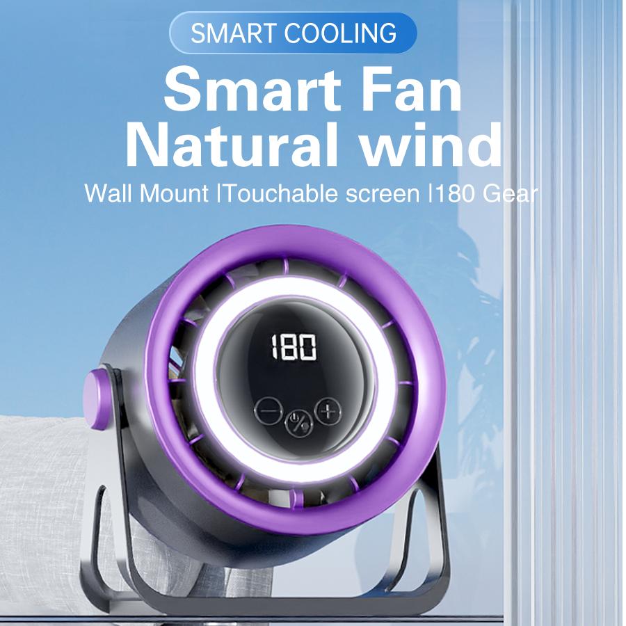 New 1800mAH desktop bladeless electric fan, USB rechargeable with ambient light, silent turbo fan, 100 speed air cooler