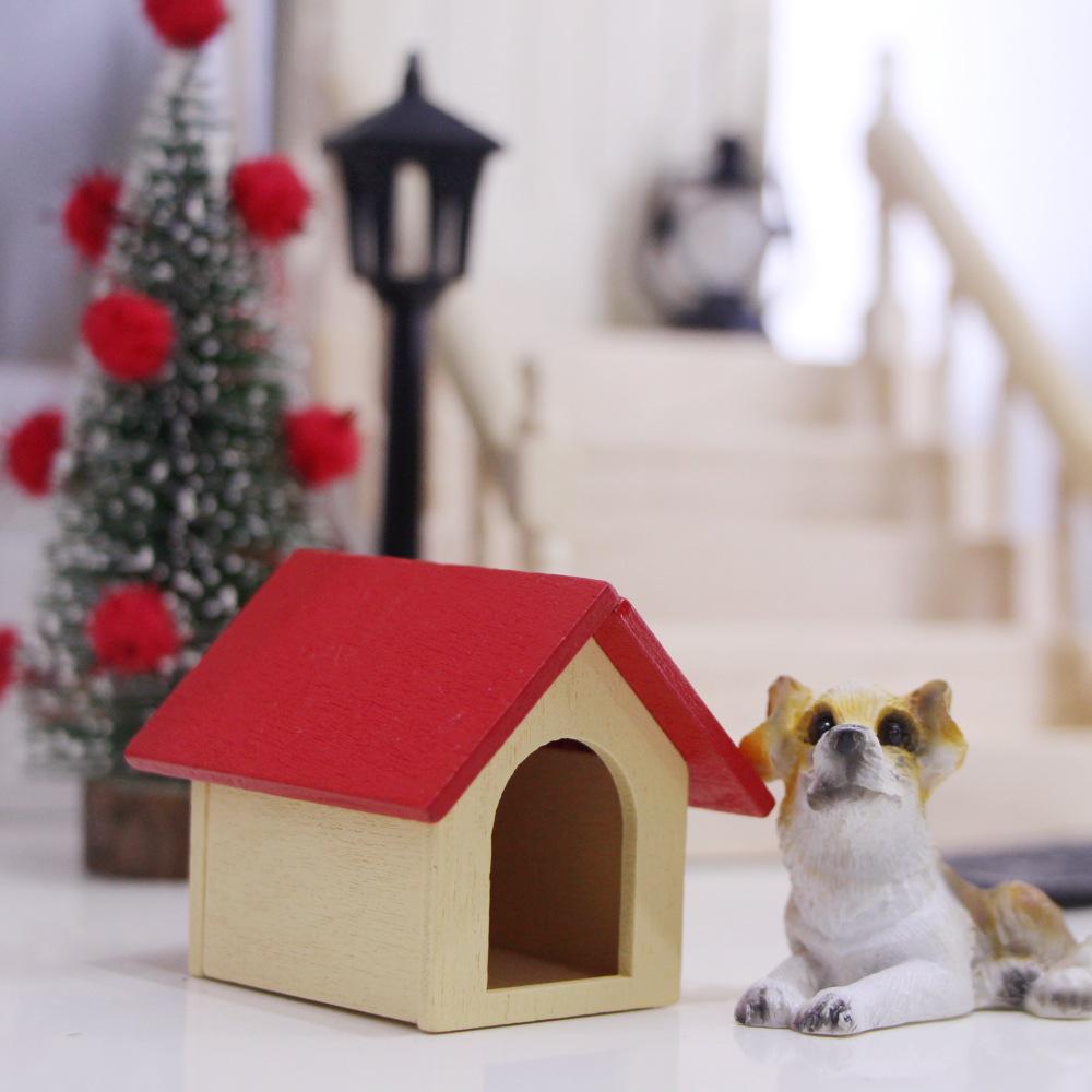 Mini Wooden Dollhouse Dog House for BJD Miniature Scene Furniture