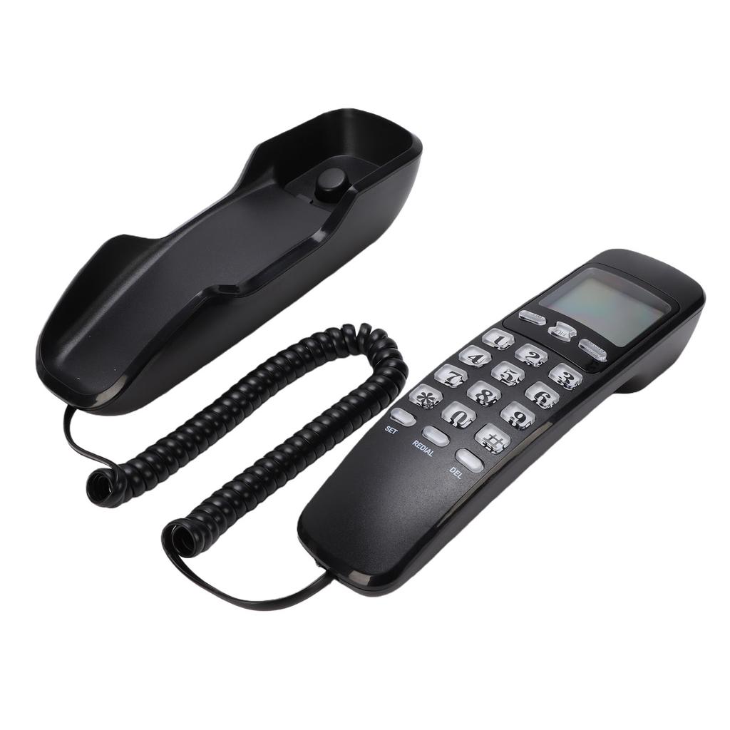 Telefone Básico com Fio Montável na Parede Estilo Retrô Fino Telefone Fixo de Parede com Suporte DTMF para Identificador de Chamadas Portátil para Casa Hotel