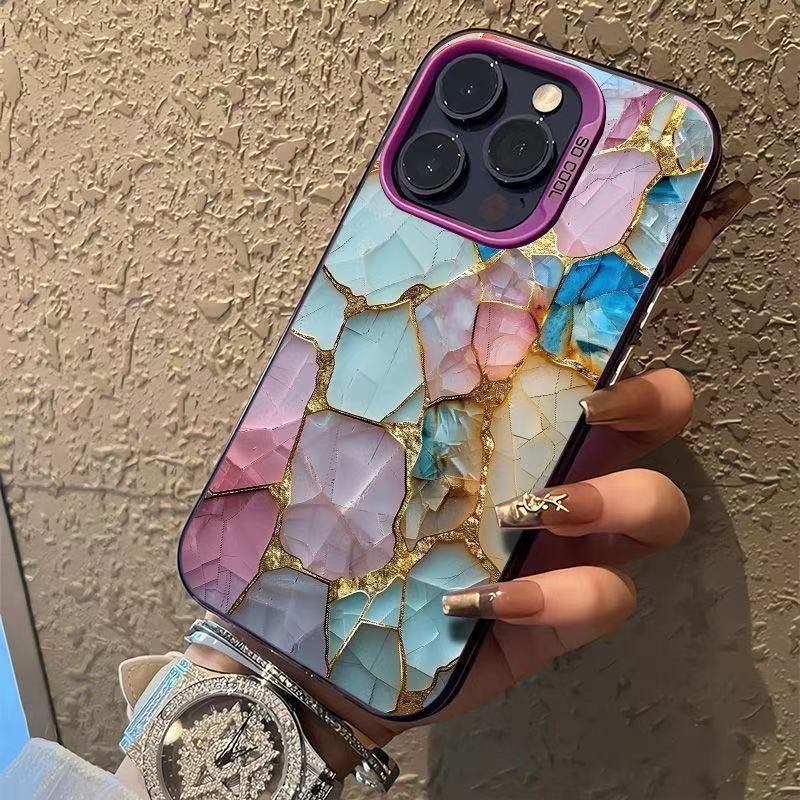 The New Colored Silver Color Stone Is Suitable for Iphone17 Mobile Phone Case Apple 15promax/14 European and American 13pro16 Personality