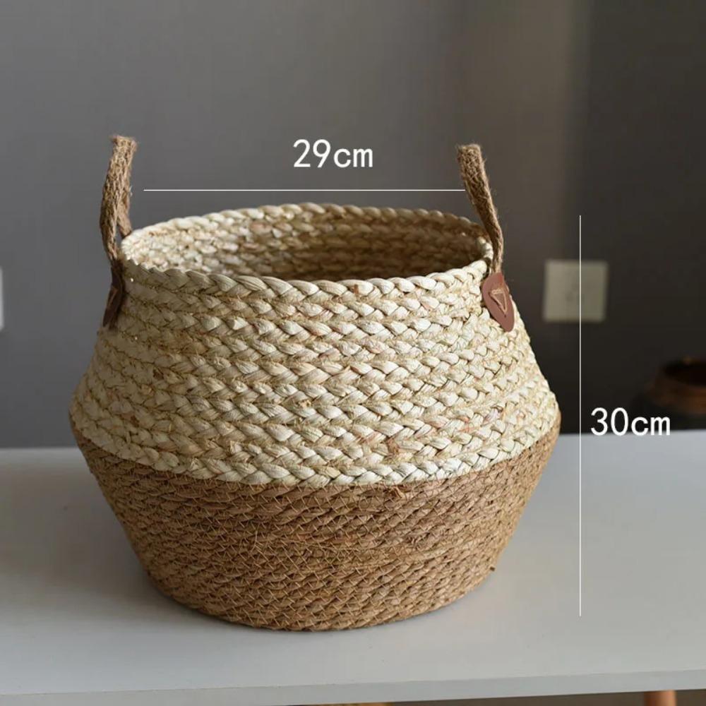 Bamboo Seagrass Storage Baskets Wicker Basket Plant Nordic Style Garden Flower Pot Laundry Basket Container Toy Holders