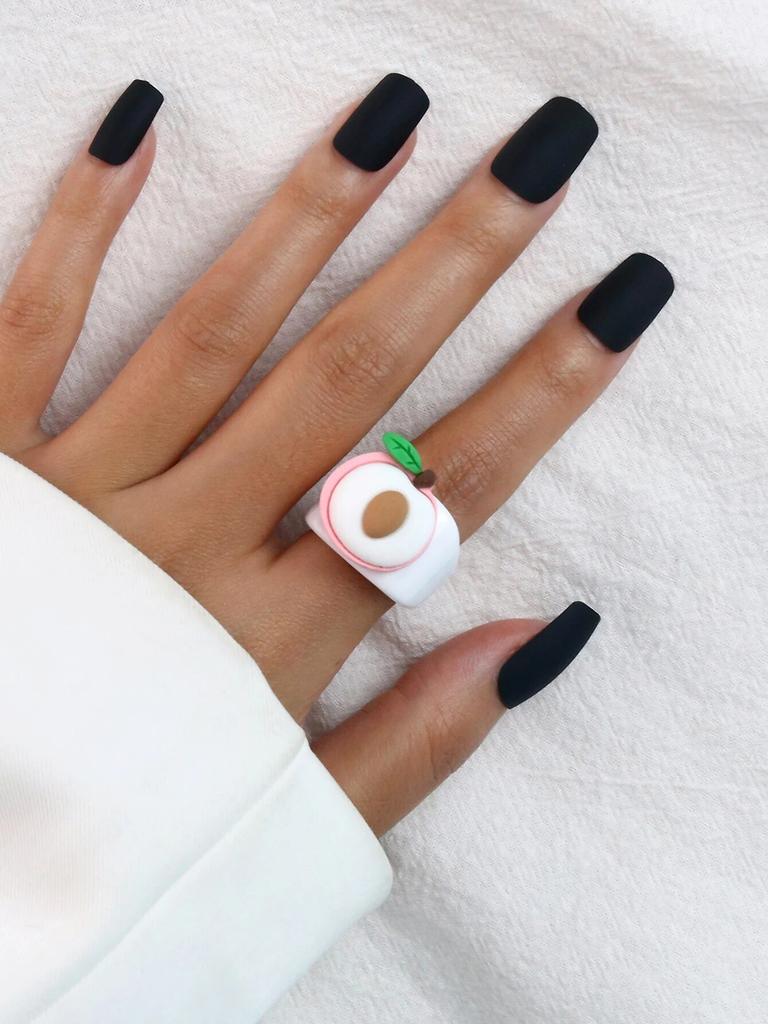 Cartoon Fruit Ring Women Fashion Korean Cute Animal Resin Acrylic Ring Set Christmas Birthday Party Gift Jewelry for Female Girl