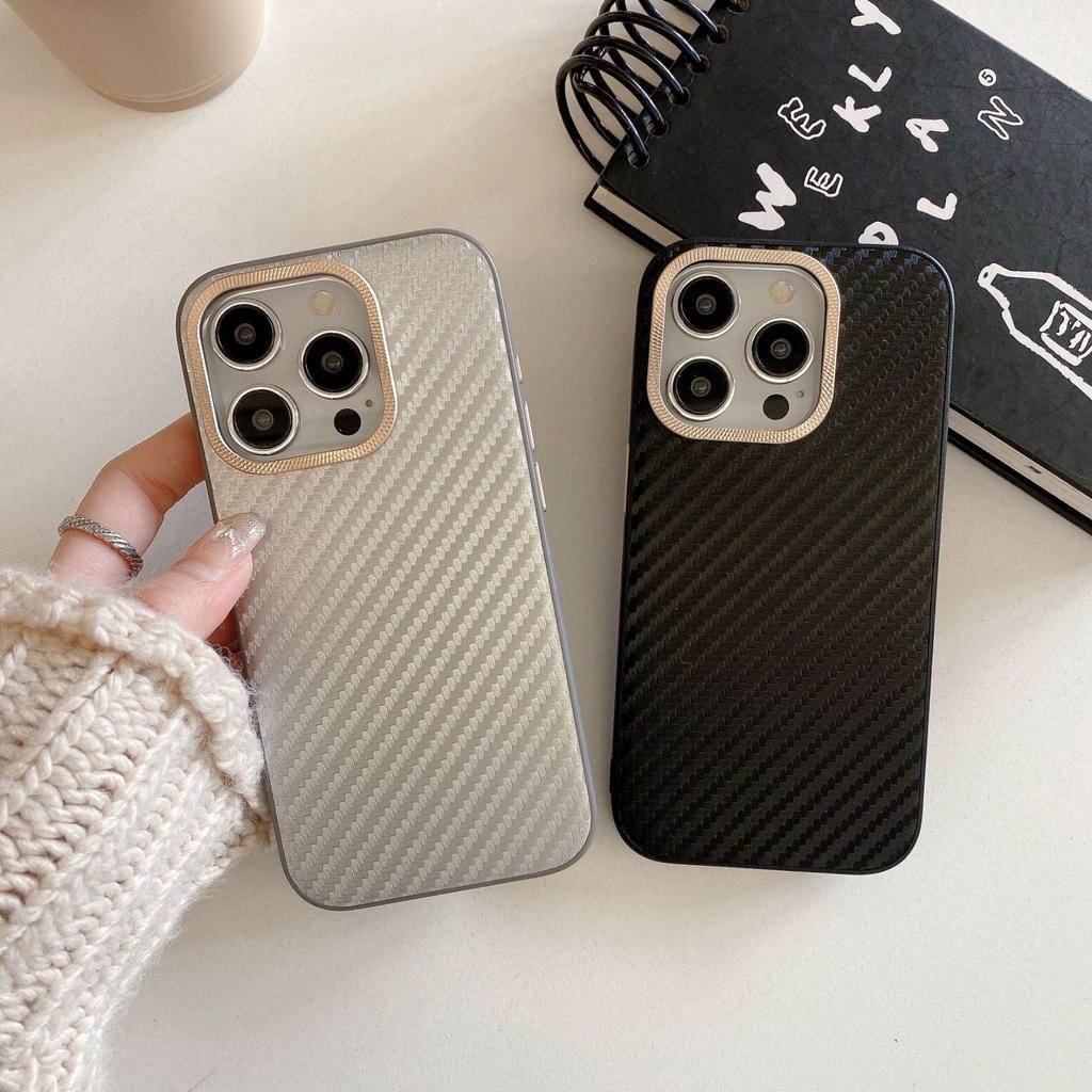 Applicable to iPhone17promax Kevlar fiber pattern mobile phone case Apple 16 metal lens ring 15 anti-drop case