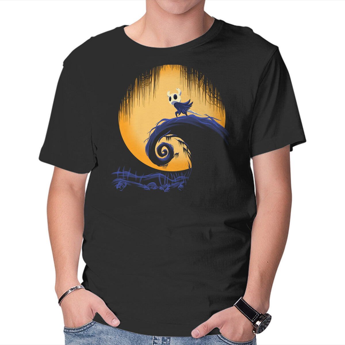 Unisex Crew Neck T-Shirt Hollow Nightmare Graphic Short Sleeve Casual Tee XXL