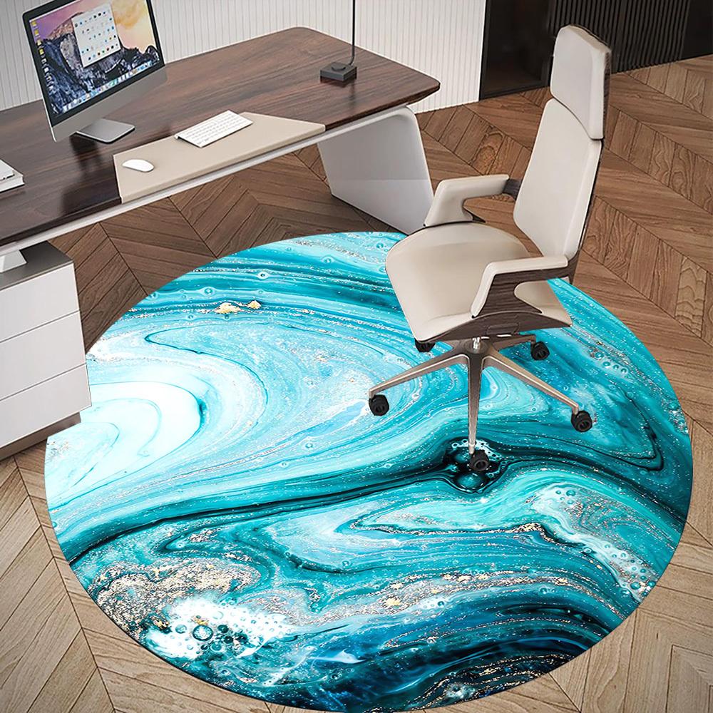 1pc Marble Texture Round Chair mat Area Rug - Non-Slip, Floor Mat for Office, Bedroom, and Indoor Decor c1118229