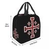Jerusalem Cross Medieval Knights Cross Crusader Insulated Lunch Bag for Women Office Cooler Thermal Food Box Tote Lunch Boxes