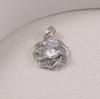Luxury Silver Flower Pendant with Large Round Cubic Zirconia and Diamond Accents - Versatile Clavicle Chain Accessory