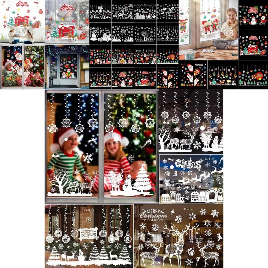 Exquisite Merry Christmas Wall Stickers Window Glass Decals For Festive Home Decor