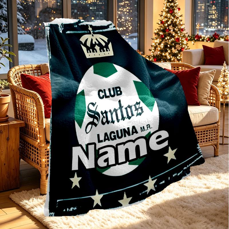 Custom Name Personalized Club Santos Laguna Print Blanket, Home Decor, Bedroom, Sofa, Camping, Couch, Gifts for Birthday Christmas