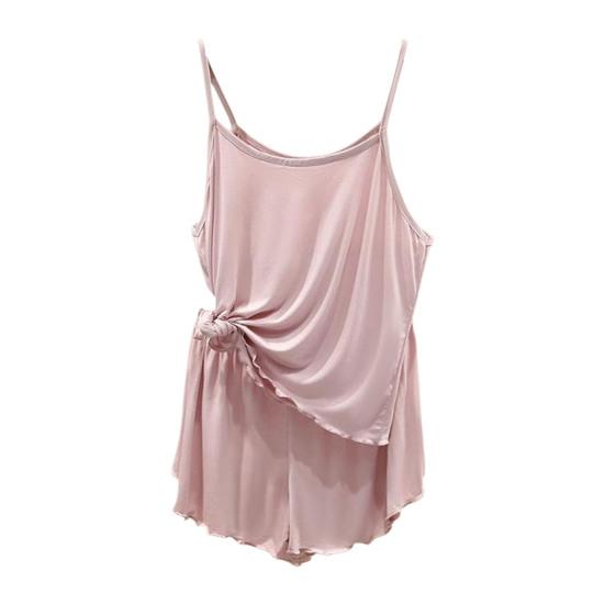 

Women Camisole Pajama Two-Piece Set Summer Spaghetti Straps Cami Top Shorts Casual Solid Color L рожевий