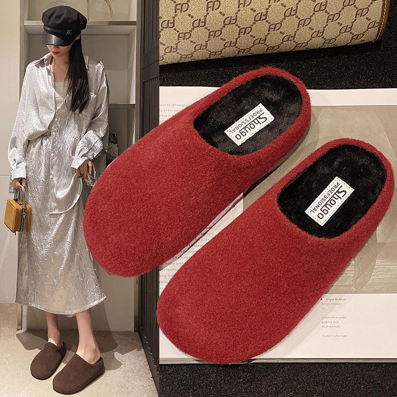 Internet celebrities super fire thick bottom velvet warm fluffy slippers women's new autumn and winter wear soft bottom cotton slippers