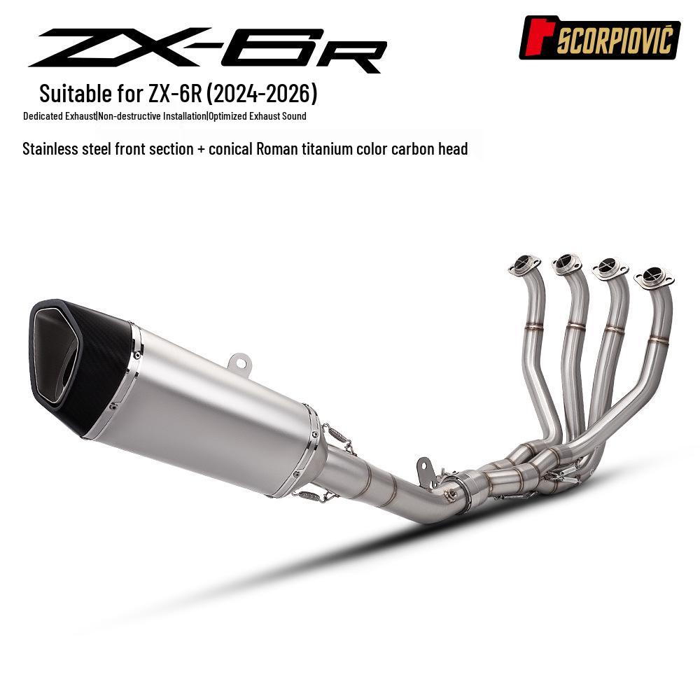 Motorcycle ZX6R Stainless Steel Exhaust Pipe & Muffler Kit (2024-2026)