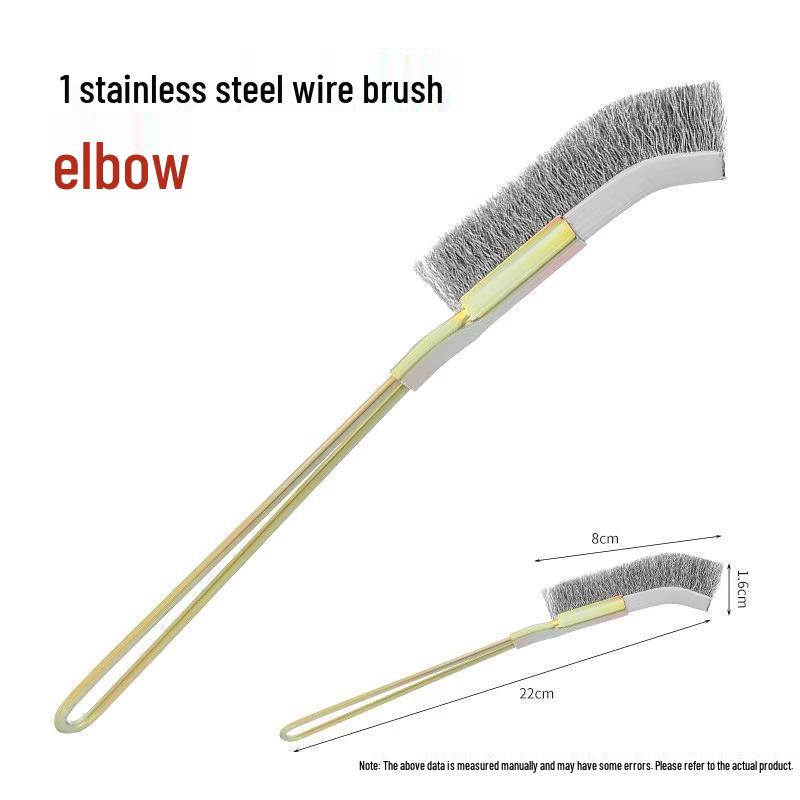Long-Handled Stainless Steel & Copper Wire Brush for Rust and Groove Cleaning