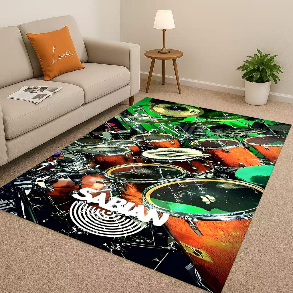 Classic Drum Kit Drum Set Rock Music Instruments Living Room Non-Slip Area Rug Carpet for Bedroom Playroom Sofa,Home Doormat