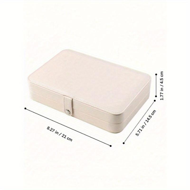 1pc Large Capacity Jewelry Box, Minimalist Leather Jewelry Storage Case, Portable Solid Color Rectangular Jewelry Organizer Box, PU Leather Travel