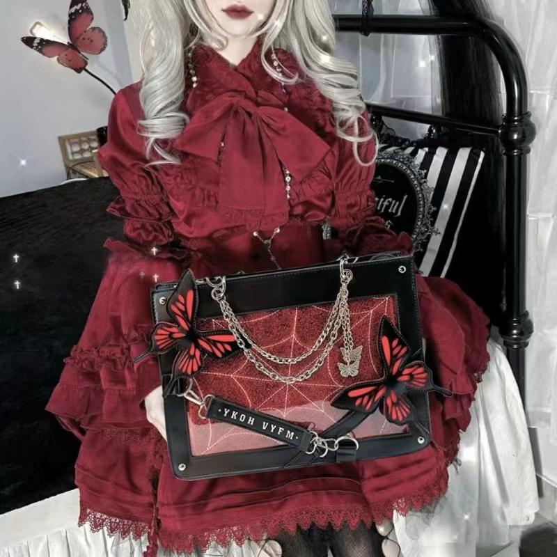 Labyrinth Schmetterling Spinnennetz Buchstabenkette Handtaschen DIY Transparente Ita Tasche Y2K Lolita Gothic Tragetasche Vintage Mode Umhängetasche