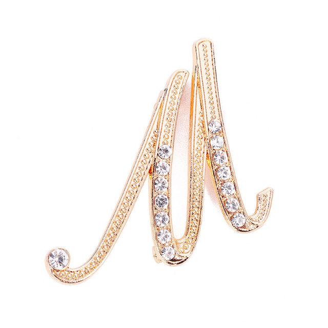 Kadın Erkek A-Z Harf Broş Rhinestones Kristal Gümüş Rengi İngilizce Alfabe Metal Rozetler Sevimli Takı Aksesuarları Noel Hediyesi