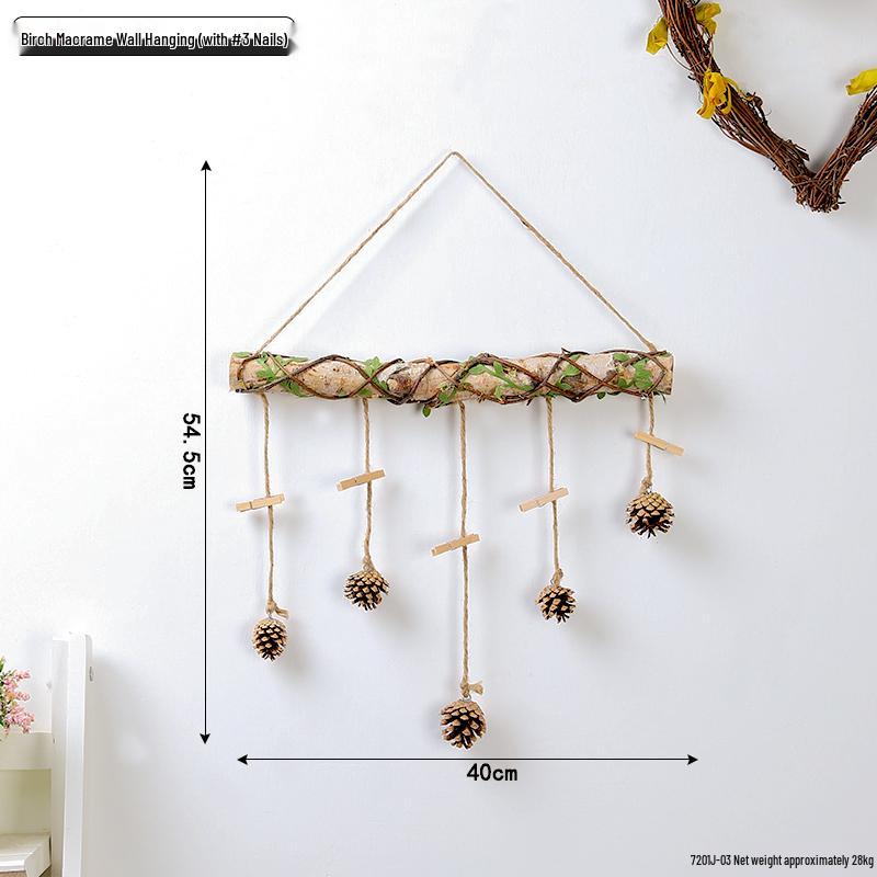 Handmade Raw Wood & Hemp Rope Photo Wall Display for Kindergarten