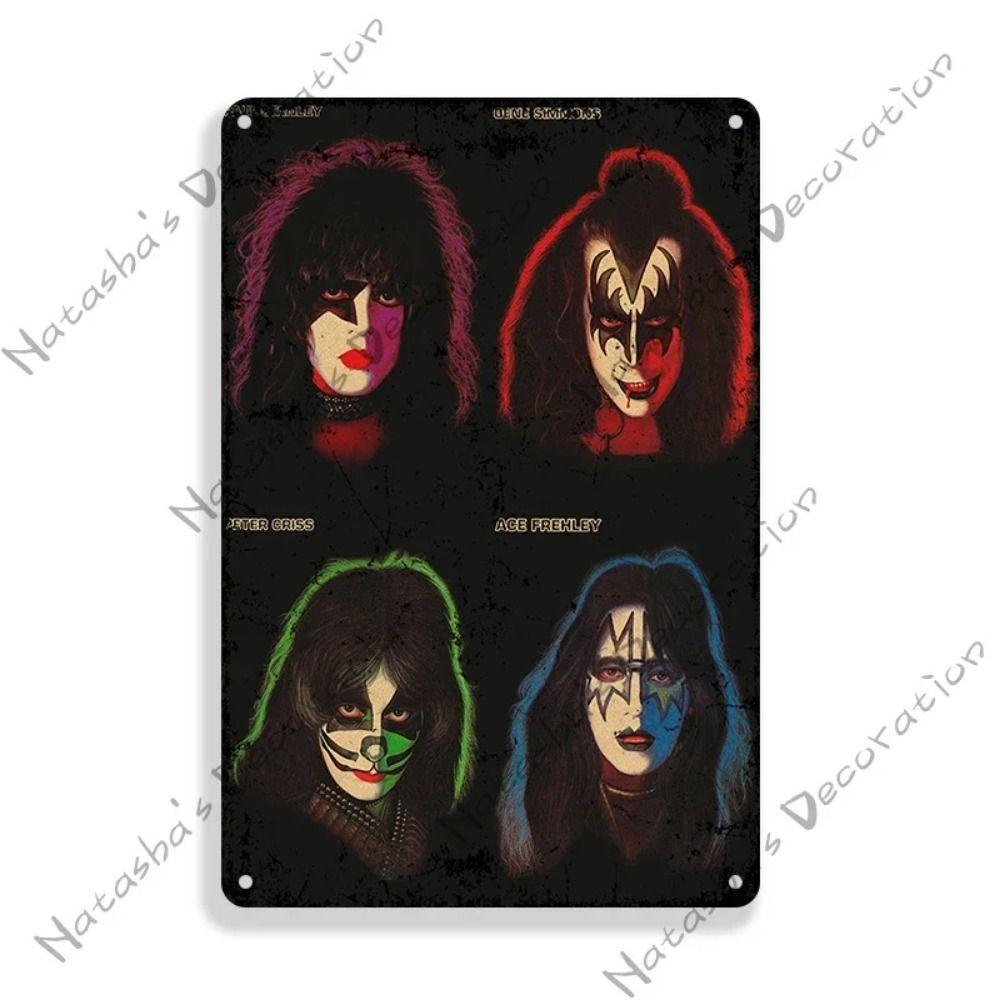 KISS Band Винтажная Ржавая Металлическая Жестяная Табличка Бар Домашний Декор