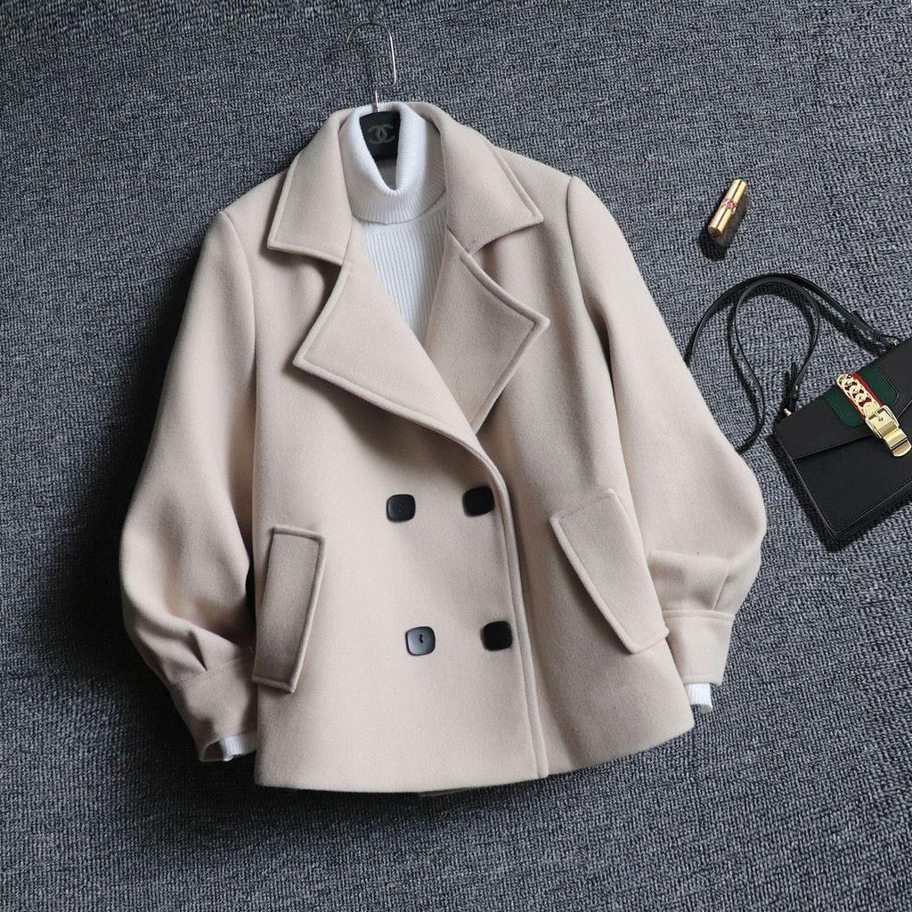 2025 Winter Petite Trendy Women's Slimming Black Short Wool Coat