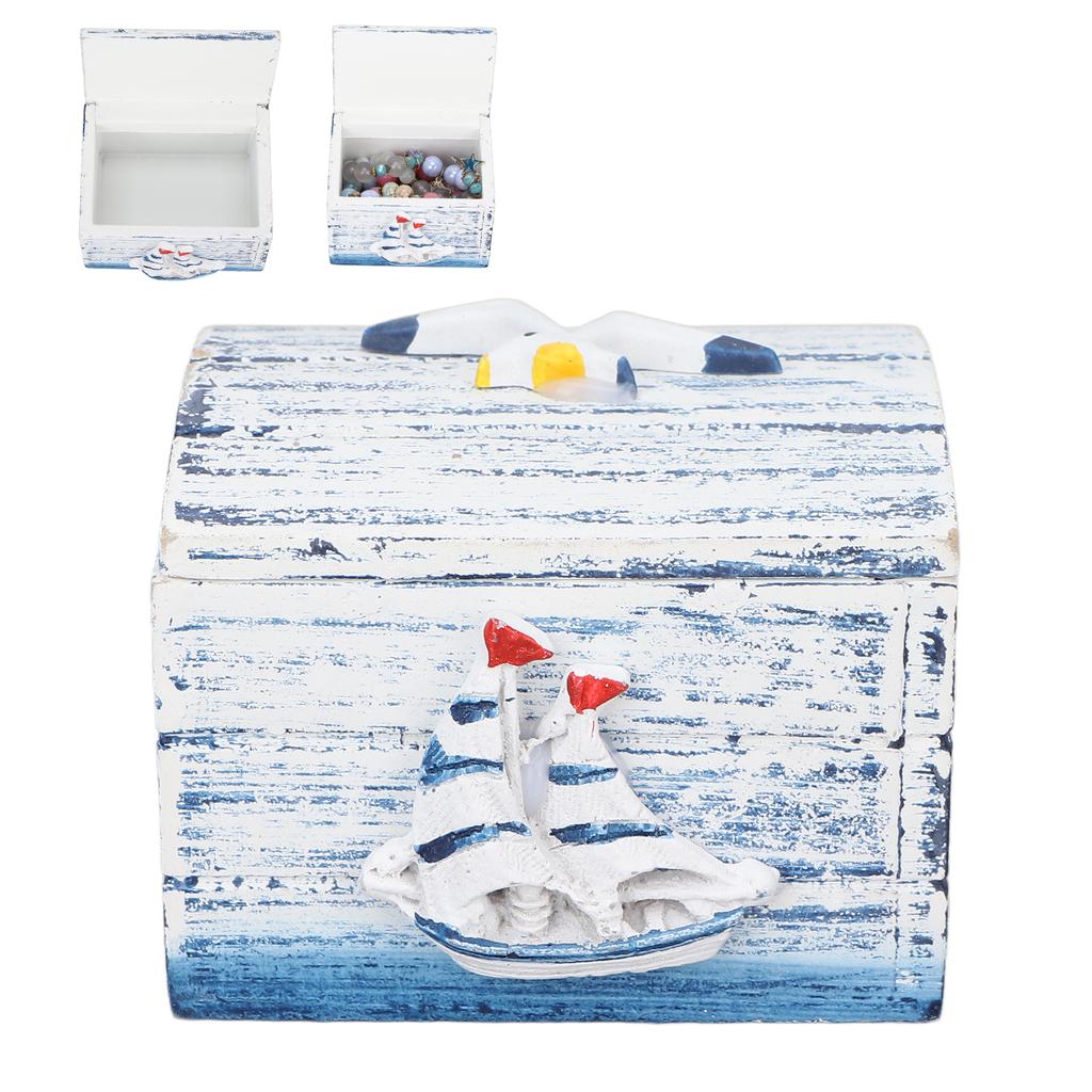 Small Wooden Storage Organizer Box Flip Open Type Vintage Jewelry Keepsake Case Home Decoration