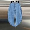 Pantaloni jeans scimitarra lavaggio vintage europeo primavera estate americano retro high street bordo a petalo silhouette ad arco donna