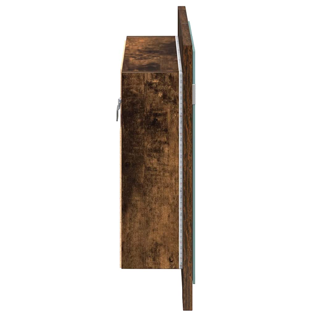 Vidaxl Bathroom Cabinet with Mirror, Smoked Oak, 60X12X45 Cm