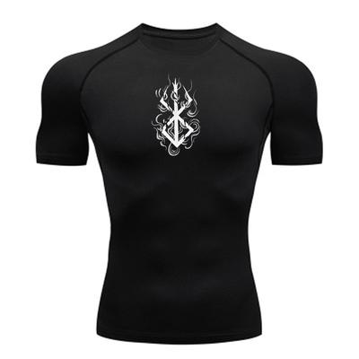 Anime Maglietta a Compressione da Uomo Fitness Sport Corsa Aderente Magliette da Palestra Allenamento Atletico Top ad Asciugatura Rapida Maglietta Top Estivo y2k