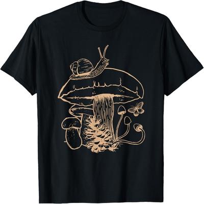 Cottagecore Aesthetic Mushroom Snail Goblincore Mycology T-Shirt