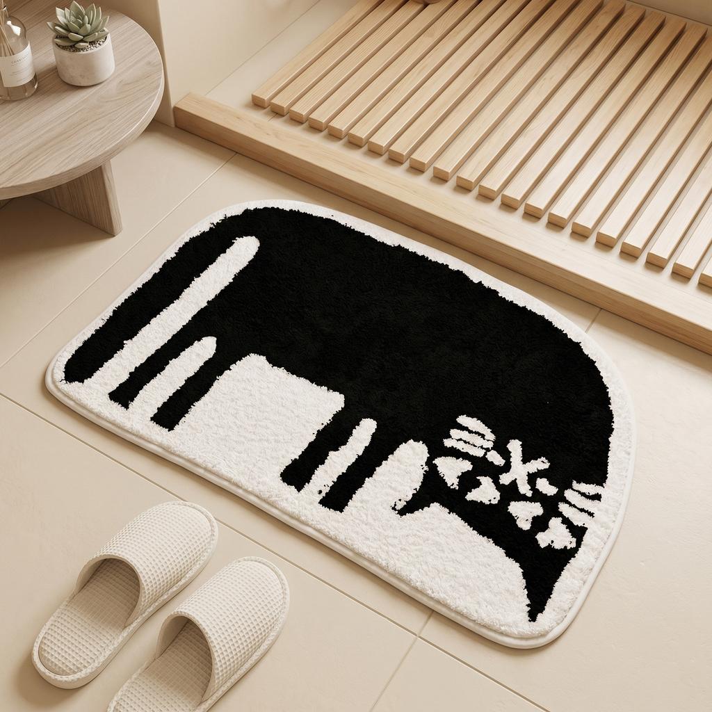 Creative cartoon cat floor mat toilet non-slip plush absorbent mat toilet door mat toilet thickened foot pad