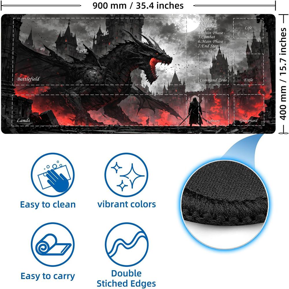 Game Dragon Boy Pattern MousePad, Anime Mouse Pad, Desktop Pad, Sewed Edge Mouse Pad Keyboard Pad Suitable for Gamers and Office