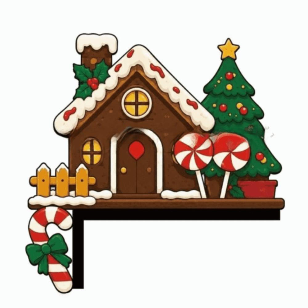 Santa Claus Christmas Door Ornament Wooden Frame Christmas Decoration Home Wall