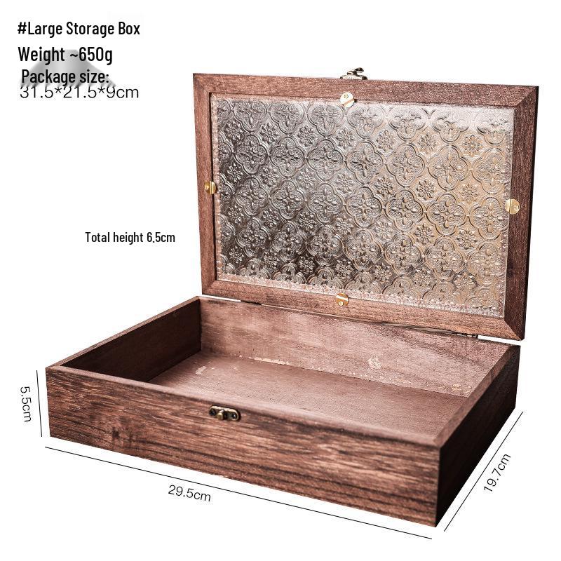 Nordic Wooden Begonia Glass Jewelry Storage Box Ornament