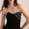 Imitation Pearl Tassel Shoulder Chain, Multi-layer Body Jewelry for Clothing Matching