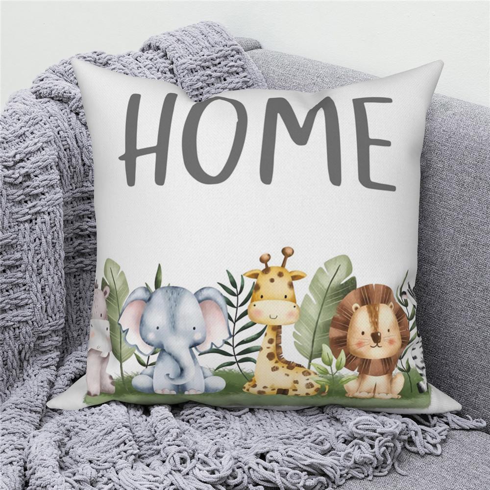 White Throw Pillow Cover Home Decor Sofa Decorative   Cartoon Animal Cushion