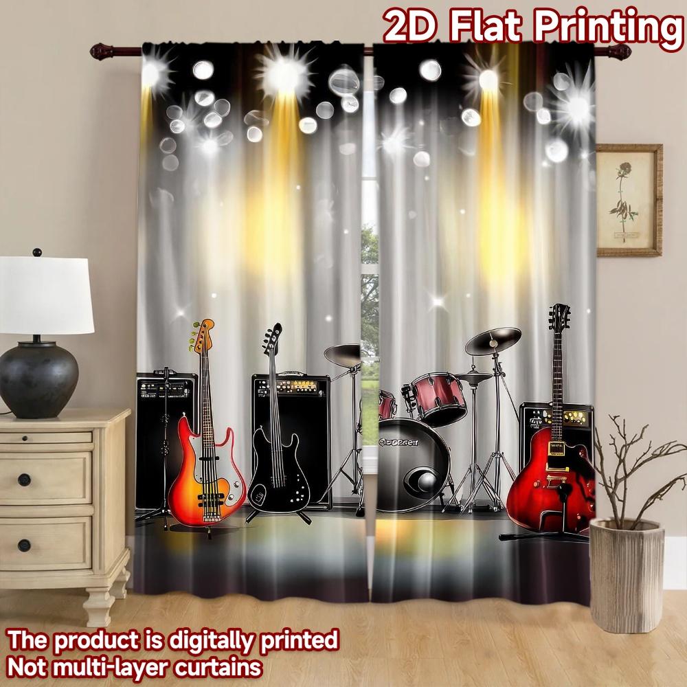 2D Flat Photography Backdrop Popular Scene Backdrop Concert Stage Instruments 100% Polyester Birthday Party for Holiday