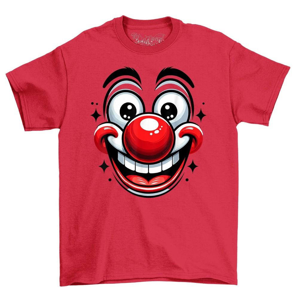 Big Smile Face Red Nose Novelty Funny T-Shirt Adults and Kids Comedy Tee Shirt