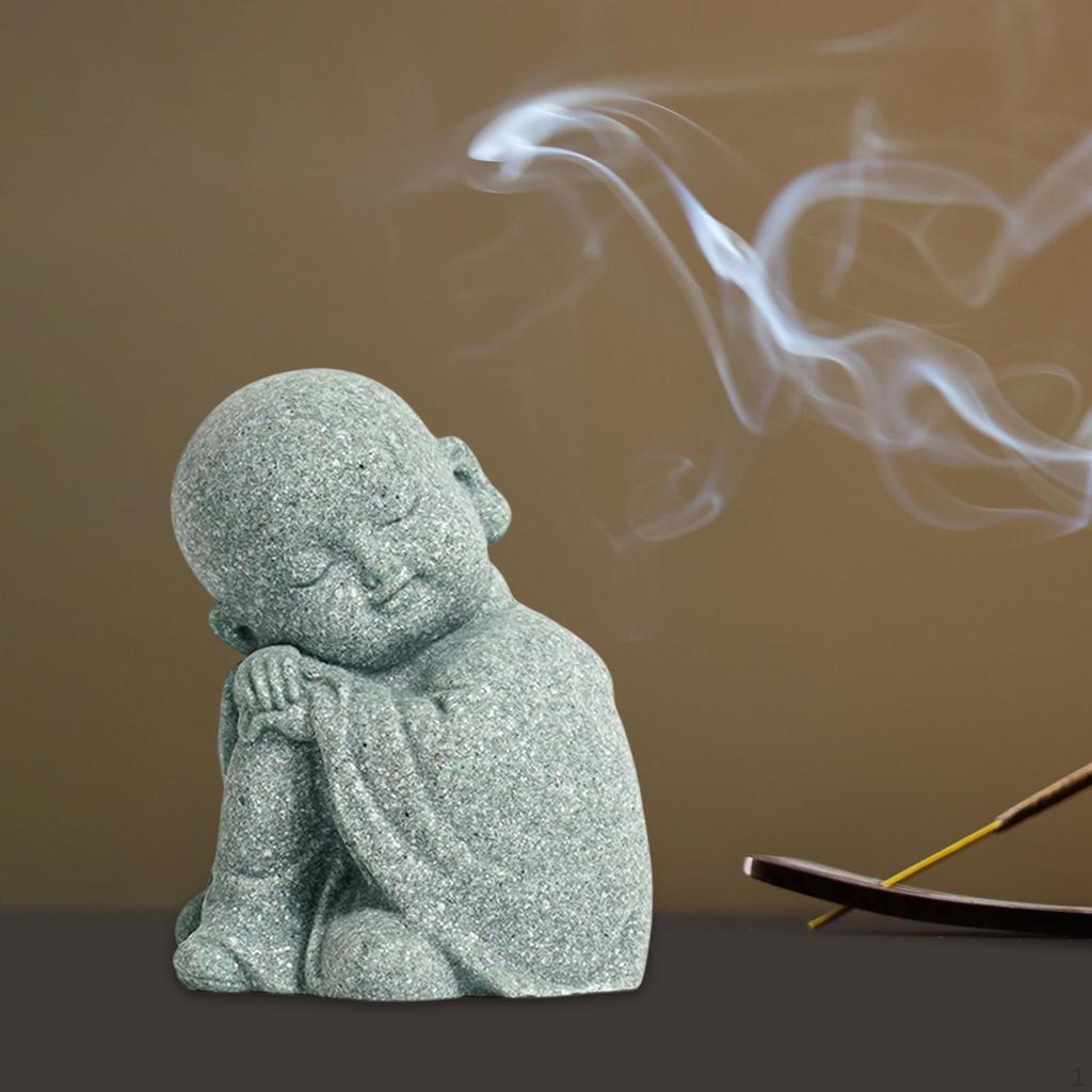 Monk Figurine Buddha Statue Cute Ornaments Handmade Miniature Accessories Crafts for Desktop Desk