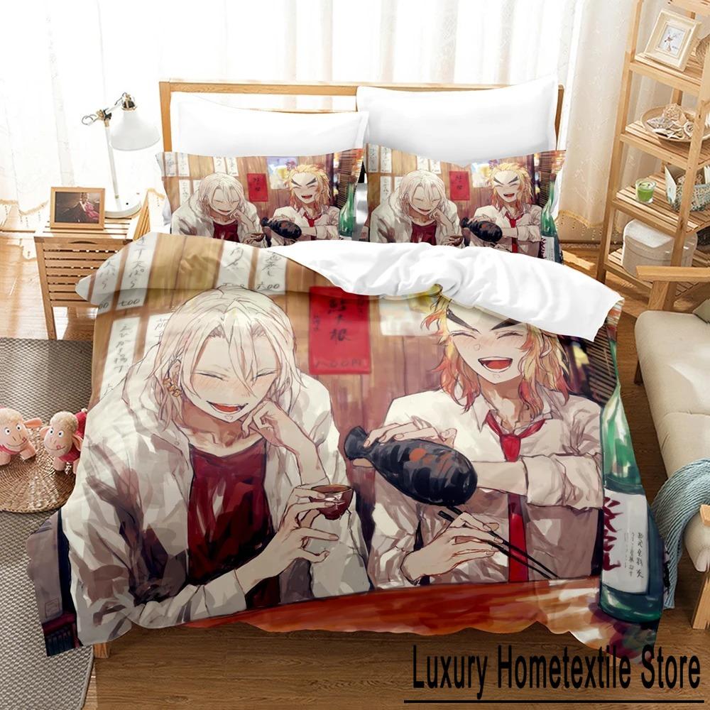 Fashion 3d Printing Anime Demon Slayer Bedding Sets Duvet Cover Set With Pillowcase Twin Full Queen King Bedclothes Home Textile