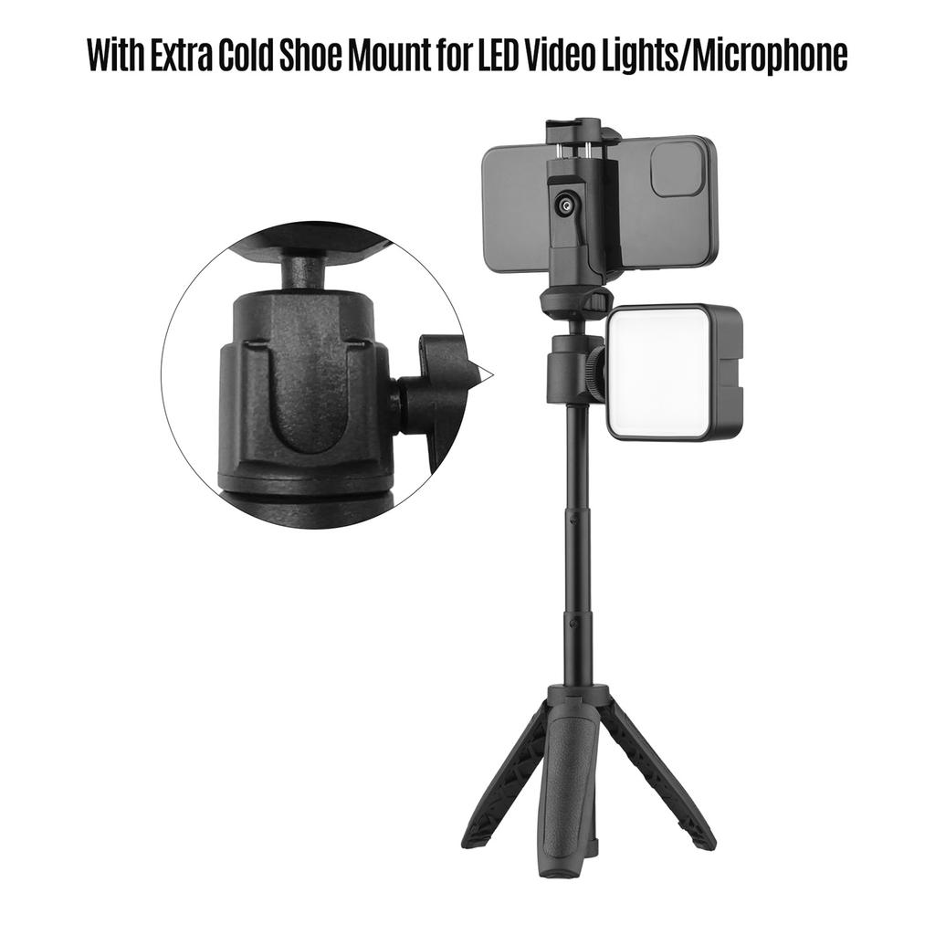 Lightweight Portable Mini Tripod Extendable Tripod Stand Handle Grip with 4 Levels of Adjustable Height for Phone